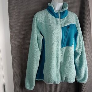 Columbia‎ Fleece Jacket Women's XL Teal Blue Full Zip Zippered Pocket